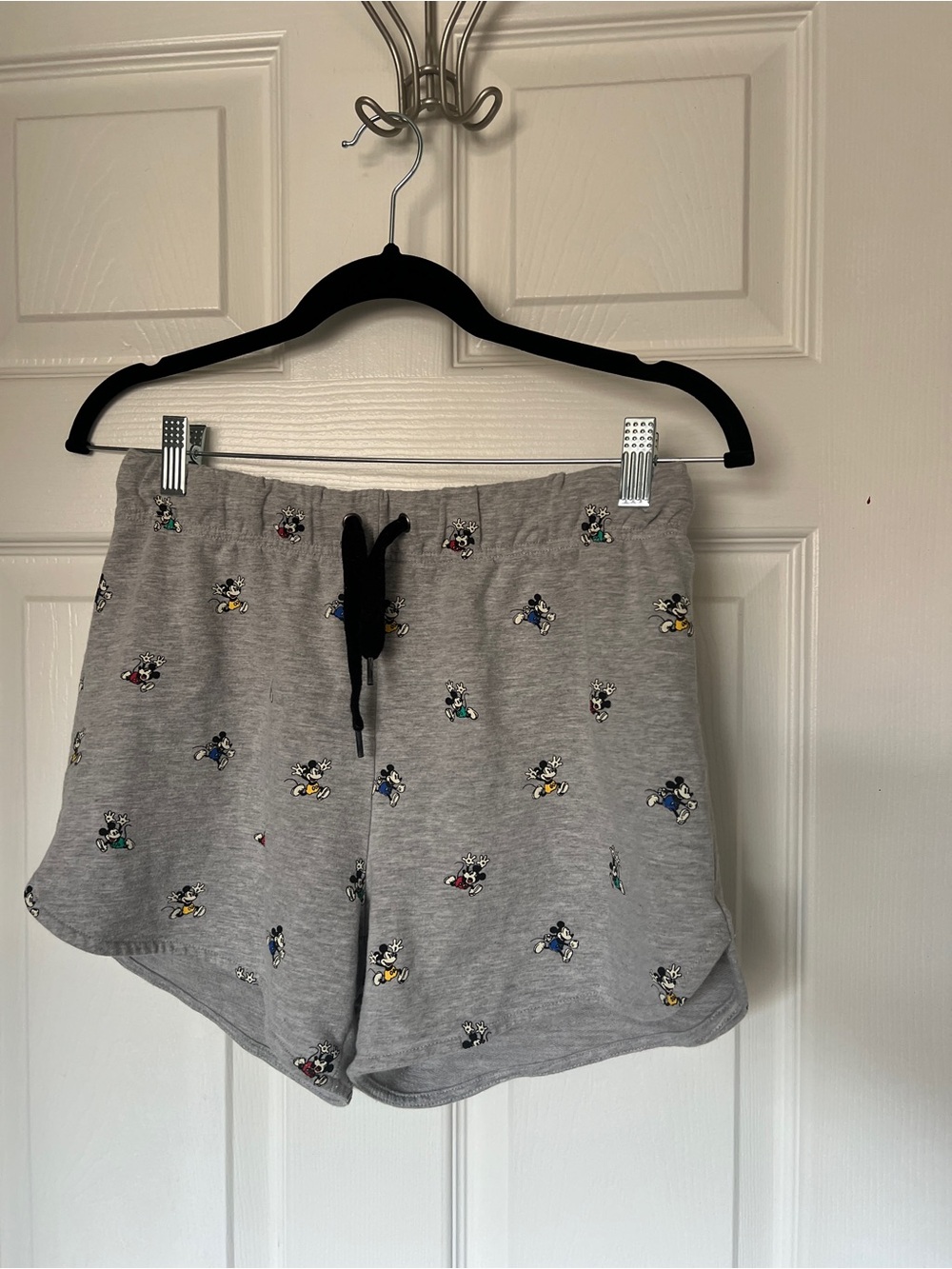 Disney Gray Mickey Mouse Athletic Lounge Shorts with Black Drawstring